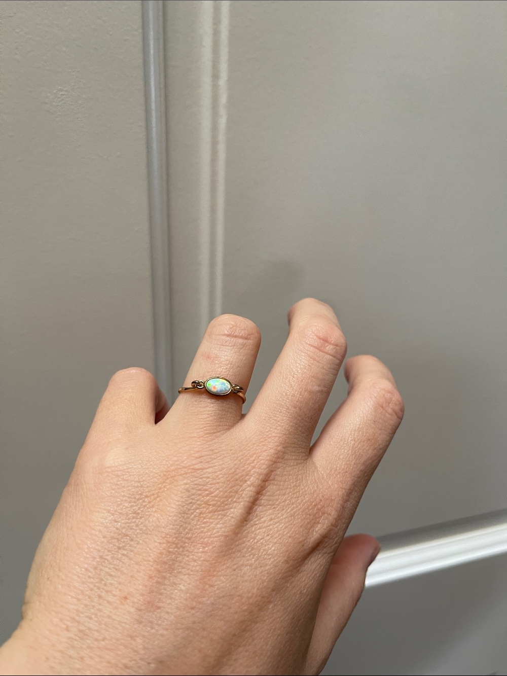 Gold tone Opal Oval Ring - Elegant Women's Fashion Ring